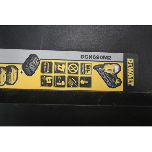 101 - Working Boxed Dewalt DCN690 Type 1 Large Nail Gun plus Nails and 2 Batteries