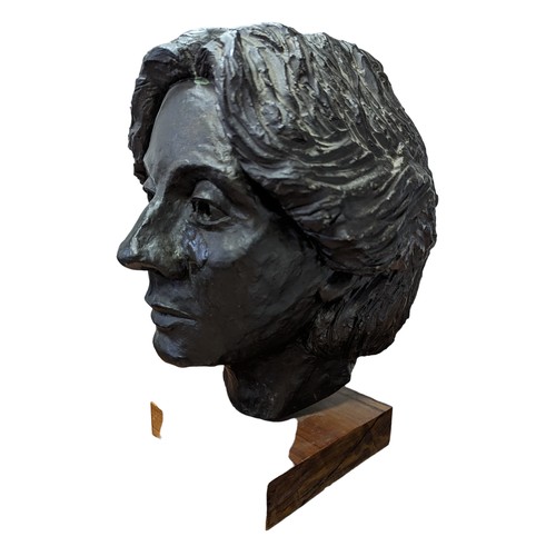 117 - Superb Heavy Bronze Bust by Renowned Artist and Sculpture  Margaret R. Johnson - Standing on a Woode... 