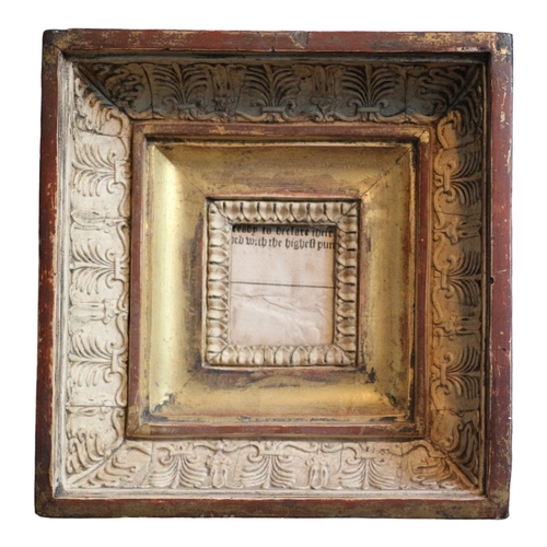 91 - 17th Century Plaster Mould and Gilded Frame - 18 x 18cm