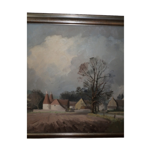 93 - Marcus Ford (British. b:1914) - Panoramic Kentish Landscape with Oast Houses and Rolling Fields - Oi... 