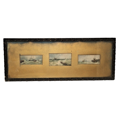 100 - 19th Century 3 Miniature Watercolours in Frame, 2 x Thomas Bush Hardy and a Central Painting by T H ... 