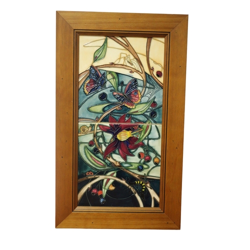108 - Moorcroft 'Flowers & Insects' Plaque, Large, 2002, Marks to the Back, Emma Bossons, 52cm High x ... 