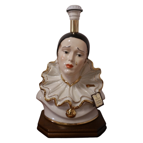 55 - Capodimonte Light on Wooden Stand Base, Hand Painted, 43cm