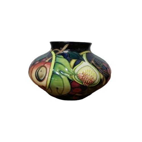 52 - Moorcroft ' Queens Choice' Squat Vase - 18cm Dia x 12cm Tall - Red Dot - 2000 - Marked to Base