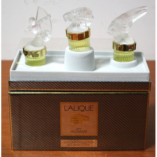 17 - Nice Boxed Set of Lalique Pour Homme Flacons Collection Les Mascottes - 3 x 5ml