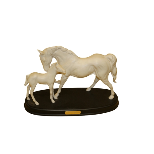 6 - Royal Doulton - Spirit of Affection Matte Figure of Mare and Fawn on Wooden Base with Plaque - 31.5 ... 