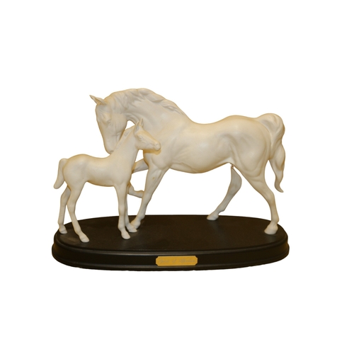 6 - Royal Doulton - Spirit of Affection Matte Figure of Mare and Fawn on Wooden Base with Plaque - 31.5 ... 