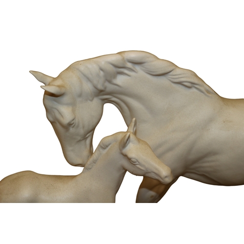 6 - Royal Doulton - Spirit of Affection Matte Figure of Mare and Fawn on Wooden Base with Plaque - 31.5 ... 