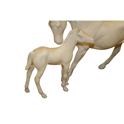 6 - Royal Doulton - Spirit of Affection Matte Figure of Mare and Fawn on Wooden Base with Plaque - 31.5 ... 