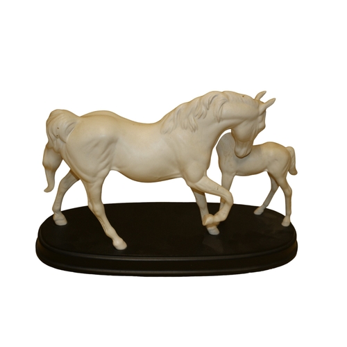 6 - Royal Doulton - Spirit of Affection Matte Figure of Mare and Fawn on Wooden Base with Plaque - 31.5 ... 