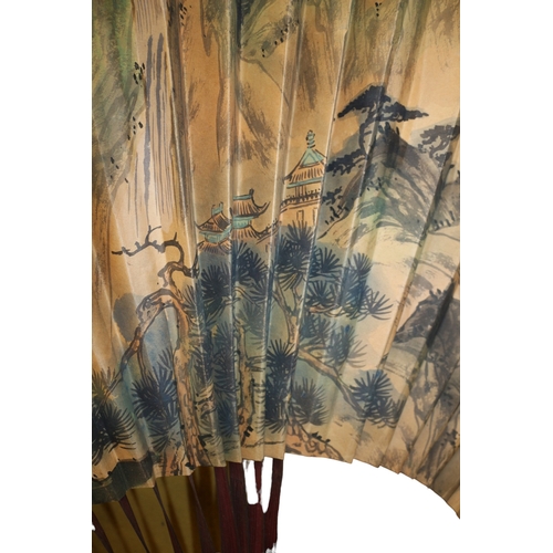 8 - Large Hand Painted Chinese Fan with Plaque - 82cm When Folded plus Cork Diorama