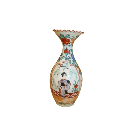 11 - Pair of Early 20th Century Japanese Highly Decorated Vases with Hand Painted Geisha - 19cm Tall