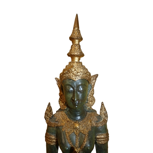 12 - Large Thai Teppanom Buddhist Bronzed Kneeling Angel Statue - 32cm Tall