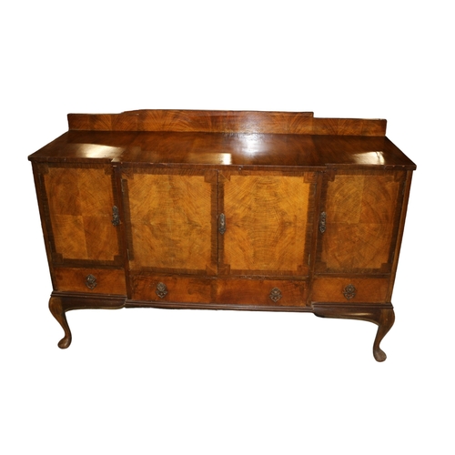 20 - Very Solid Walnut Veneered Early 20th Century Sideboard with Brass Furnishings and Keys - 151.5 x 10... 