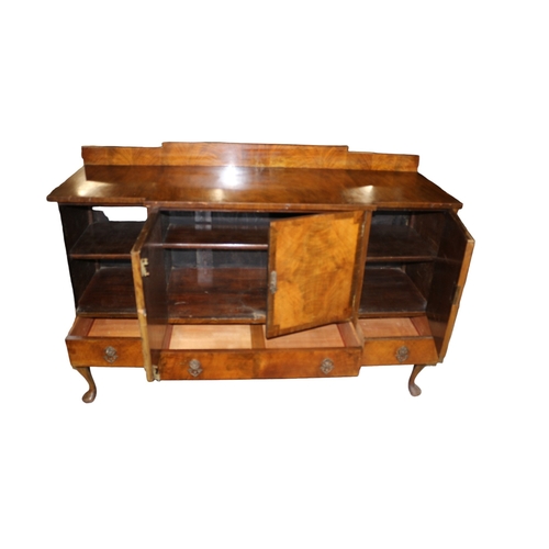 20 - Very Solid Walnut Veneered Early 20th Century Sideboard with Brass Furnishings and Keys - 151.5 x 10... 