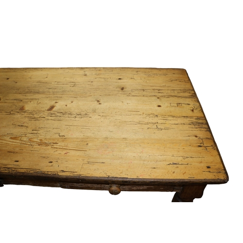 23 - 19th Century Believed to be French Pitch Pine Farmhouse Kitchen / Dining Table with Twin Drawers to ... 