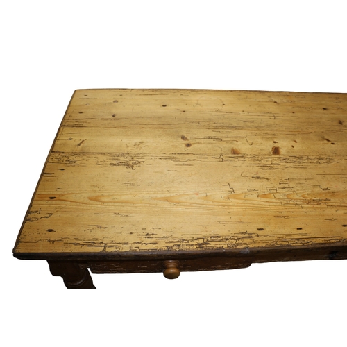 23 - 19th Century Believed to be French Pitch Pine Farmhouse Kitchen / Dining Table with Twin Drawers to ... 