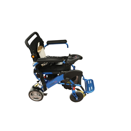 29 - Fully Working and Clean Electric Wheelchair - Foldalite in Blue - With Charging Unit, Seat Cushion a... 