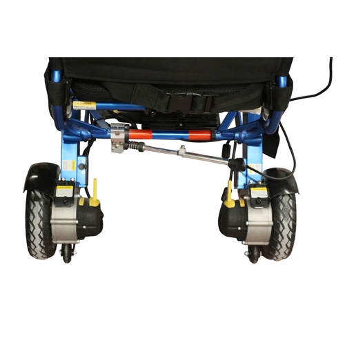 29 - Fully Working and Clean Electric Wheelchair - Foldalite in Blue - With Charging Unit, Seat Cushion a... 