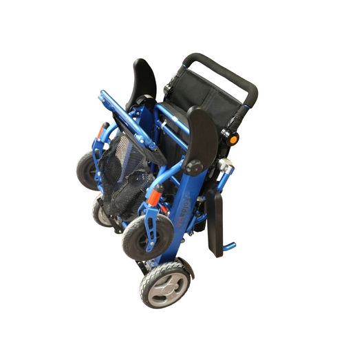 29 - Fully Working and Clean Electric Wheelchair - Foldalite in Blue - With Charging Unit, Seat Cushion a... 