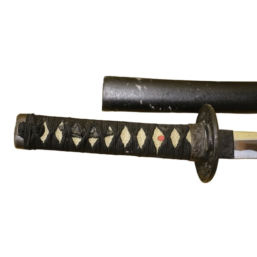 45 - 2 Samurai Swords - Katana and Wakizashi with Lacquered Sheaths, (Saya) - Dragon Decorated Tsuba, Fuc... 