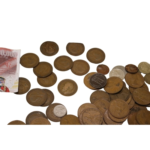 47 - Large Selection of Mainly British Copper Coins from 19th and 20th Centuries plus Old £1 Notes ... 