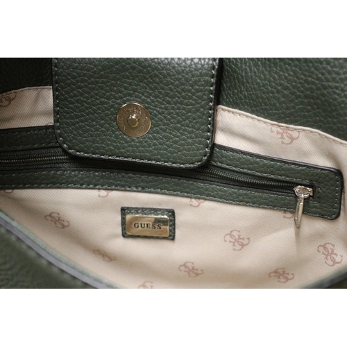 52 - Brand New Guess Handbag with Dust Cover - Green Colour with Shoulder Strap and Carry Handles