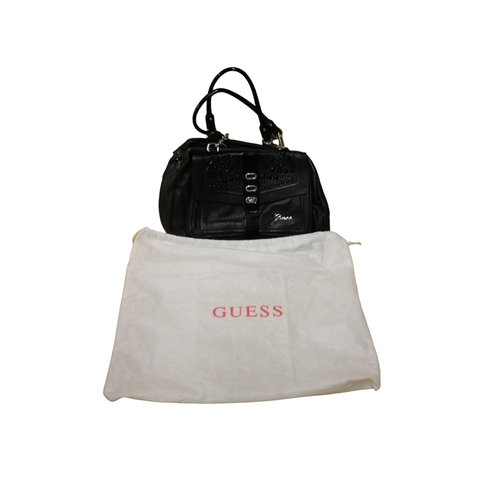 53 - Brand New Guess Handbag with Dust Cover in Black with Beading Effect 