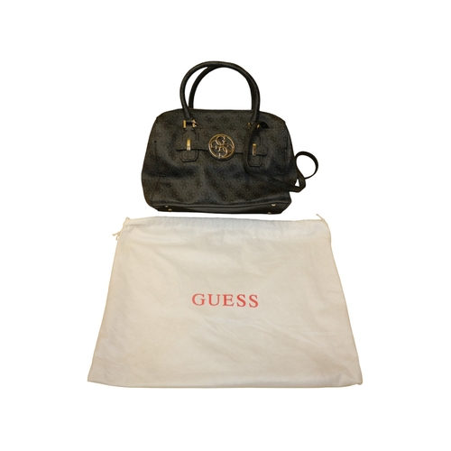 56 - Brand New Guess Handbag with Dust Cover in Black/Grey with Shoulder Strap and Carry Handles 