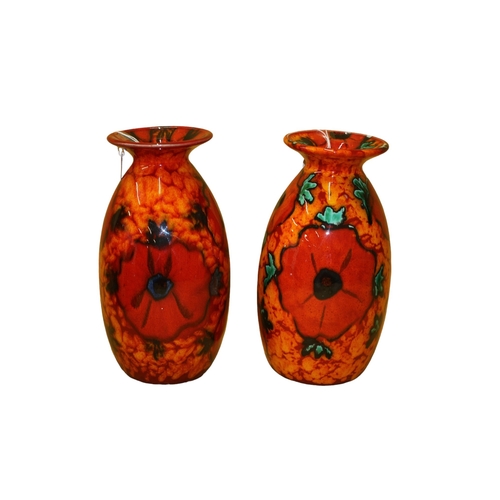 57 - Pair of Anita Harris Ceramic Vases - Poppy Design