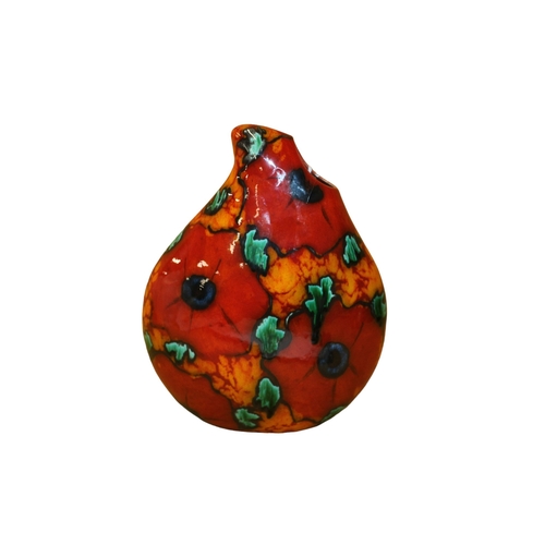 61 - Anita Harris Ceramic Teardrop Vase - Poppy Design - Marked and Signed to Base - 22cm Tall