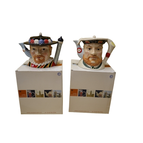 62 - 2 x James Sadler Character Teapots - Beefeater and Henry VIII - Both Boxed