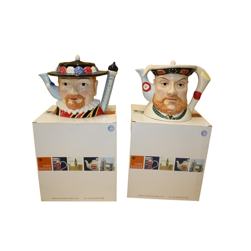 62 - 2 x James Sadler Character Teapots - Beefeater and Henry VIII - Both Boxed