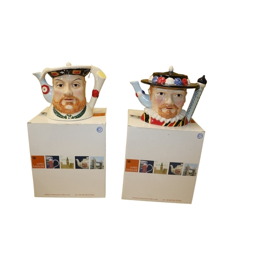 63 - 2 x James Sadler Character Teapots - Beefeater and Henry VIII - Both Boxed