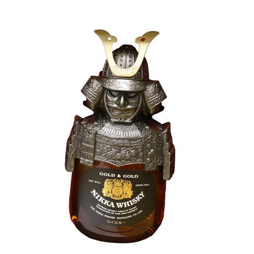 109 - Sealed and Unopened Bottle of Nikka Whisky - Gold & Gold with Presentation Box and Samurai Helme... 