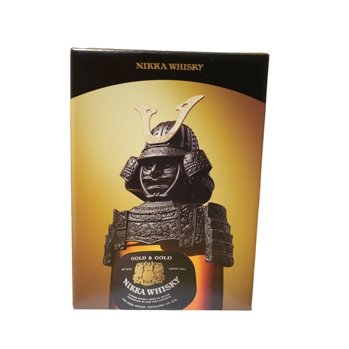 109 - Sealed and Unopened Bottle of Nikka Whisky - Gold & Gold with Presentation Box and Samurai Helme... 