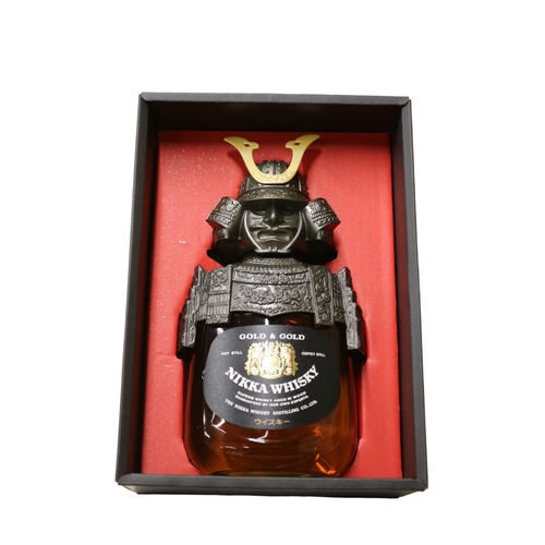 109 - Sealed and Unopened Bottle of Nikka Whisky - Gold & Gold with Presentation Box and Samurai Helme... 