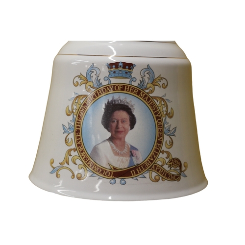 56 - Sealed and Full Bells Whisky in Wade Decanter to Commemorate Queen Elizabeth II 60th Birthday 1986