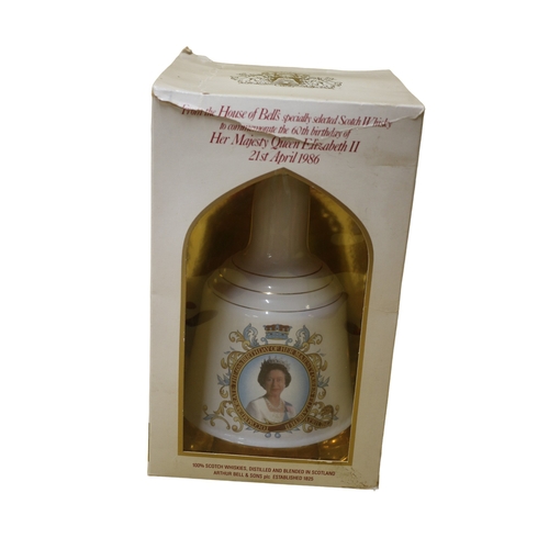 57 - Sealed and Full Bells Whisky in Wade Decanter to Commemorate Queen Elizabeth II 60th Birthday 1986