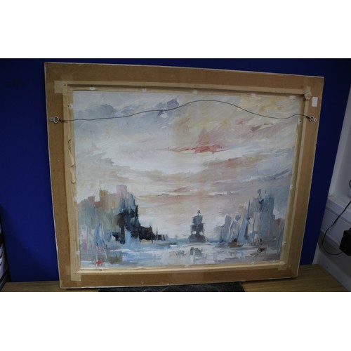 75 - Large Framed Mid Century Oil on Board Painting - 87cm x 73cm - Lightly Signed to Bottom Right Corner