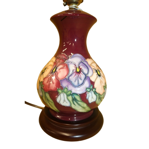 22 - Moorcroft ‘Pansy’ Lamp, 24cm Tall