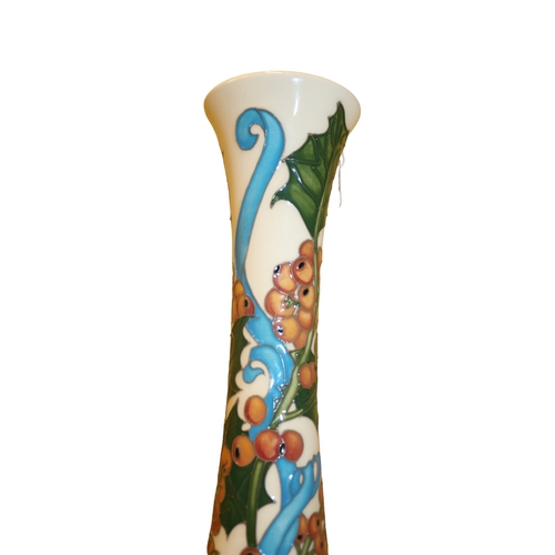 28 - Moorcroft ‘Holly’ Christmas Market, November 2017, Very Tall Vase, 31cm Tall, 1st Quality with Marks... 