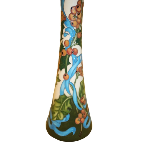 28 - Moorcroft ‘Holly’ Christmas Market, November 2017, Very Tall Vase, 31cm Tall, 1st Quality with Marks... 