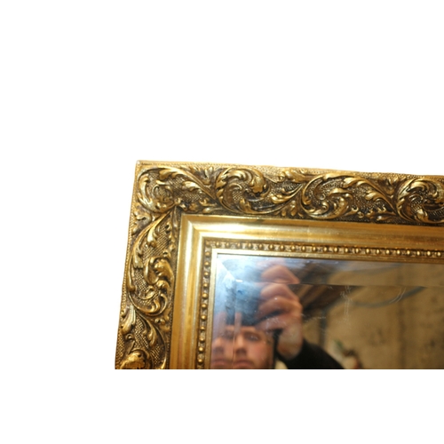 117 - Large Bevelled Edged Gilded Mirror, Quite Thick Aged Mirroring, 71 x 100 cm