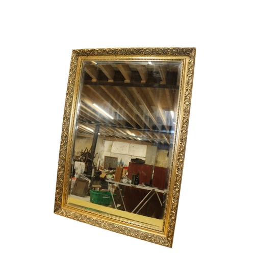 117 - Large Bevelled Edged Gilded Mirror, Quite Thick Aged Mirroring, 71 x 100 cm