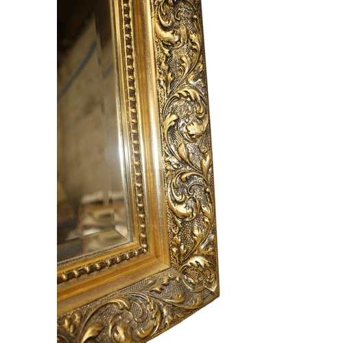 117 - Large Bevelled Edged Gilded Mirror, Quite Thick Aged Mirroring, 71 x 100 cm