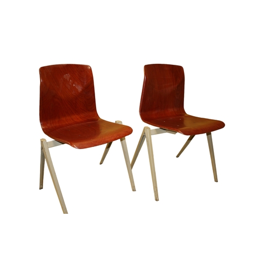 128 - 2 Vintage School Chairs, Thur-Op-Seat 1960's