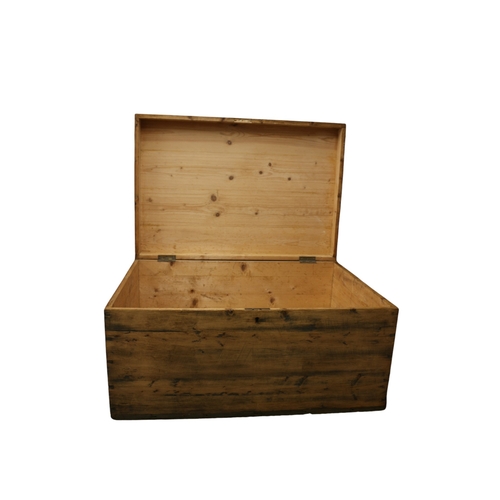 143 - Aged Dovetail Jointed Wooden Trunk, 61.5 x 91 x 45 cm