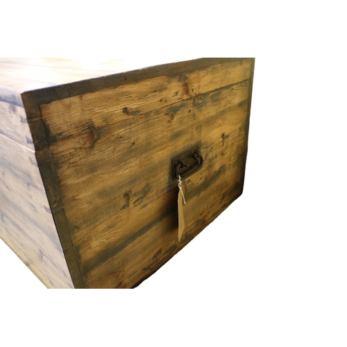 143 - Aged Dovetail Jointed Wooden Trunk, 61.5 x 91 x 45 cm