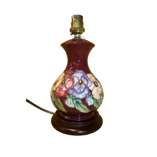 6 - Moorcroft ‘Pansy’ Lamp, 24cm Tall